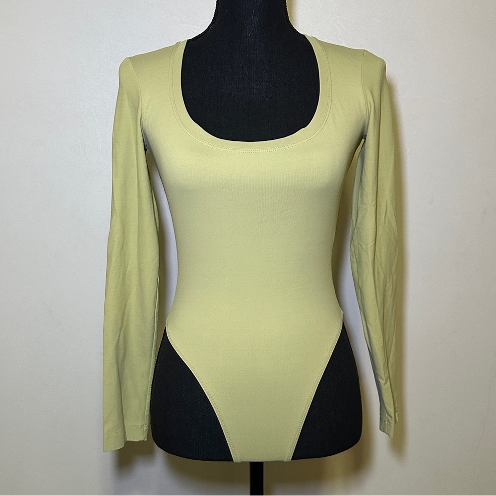 Vtg Love Amour Soft Stretchy Microfiber Green Bodysuit Layering Casual